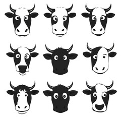 set of animals head vector style