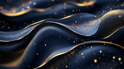 Obraz premium Flowing gold and black waves abstract artwork digital design studio