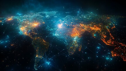 Obraz premium Global nightscape visualization earth digital art cosmic view