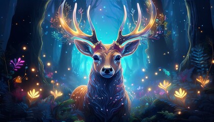 illustration of a deer in the forest