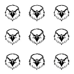 set of animals head vector style