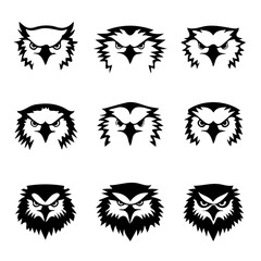 set of animals head vector style