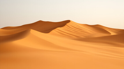 A simple vector of a desert landscape with sand dunes stretching to the horizon. Desert with sand dunes.
