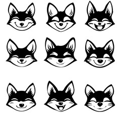 set of animals head vector style