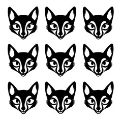 set of animals head vector style