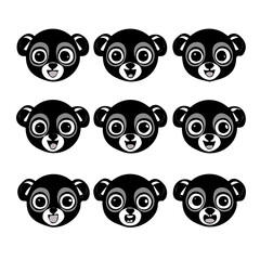 set of animals head vector style