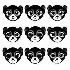 set of animals head vector style