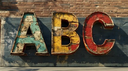 Fototapeta premium Graffiti wall letters A, B, C with an urban street art vibe