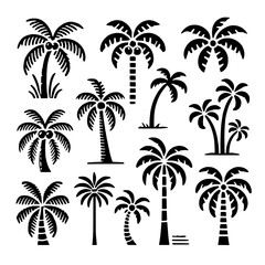 Fototapeta premium Tropical Paradise: Collection of Palm Tree Silhouettes 