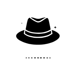 Black and White Fedora Hat Icon 