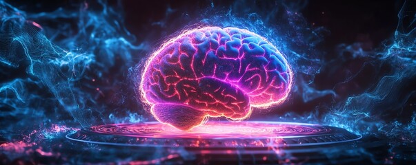 A brain morphing into a DJ turntable, vibrant sound waves pulsating around it, sleek design, vivid colors, ultrarealistic lighting, futuristic vibe