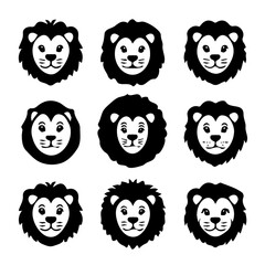 set of animals head vector style