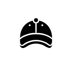 Baseball Cap Icon: Bold, simple, and versatile.  A classic baseball cap icon in solid black, perfect for branding, apparel, or sports-related designs. 