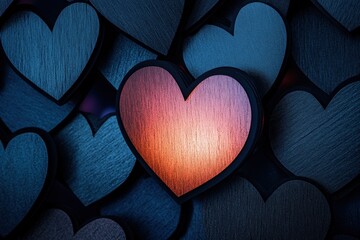 Fototapeta premium romantic laser art, metallic background illuminated by laser-cut hearts exudes modern romance, perfect for valentines day