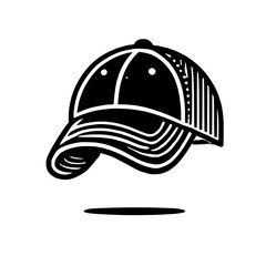 Black and White Baseball Cap Illustration 