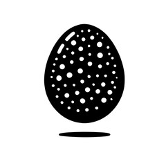 Speckled Egg Icon: A minimalist and modern black and white illustration of a speckled egg, perfect for Easter, spring, and nature-themed designs.  