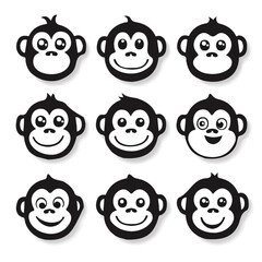 set of animals head vector style