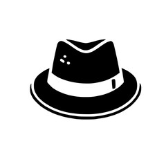 Classic Fedora Hat Icon: A timeless and stylish fedora, depicted in a simple yet elegant silhouette. Perfect for fashion illustrations, website design, or branding projects.  