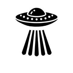 UFO Silhouette: A classic UFO silhouette, with a distinctive dome and a beam of light emanating from its underside, against a black background. The image evokes mystery, intrigue.