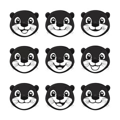 set of animals head vector style