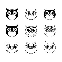 set of animals head vector style