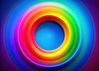 Rainbow gradient creates a vivid circular pattern, a dynamic and colorful radial design.