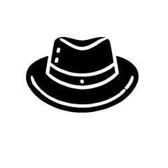 Black and White Fedora Hat Icon