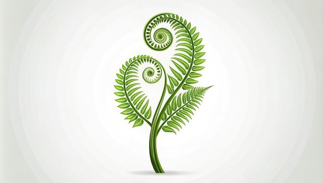 Sophisticated fiddlehead fern logo: minimalist line art for brand identity.