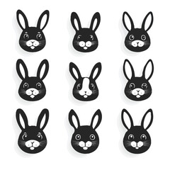 set of animals head vector style