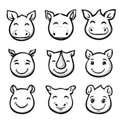 set of animals head vector style