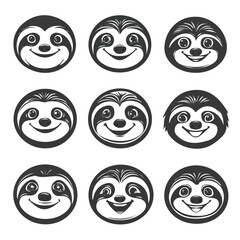 set of animals head vector style