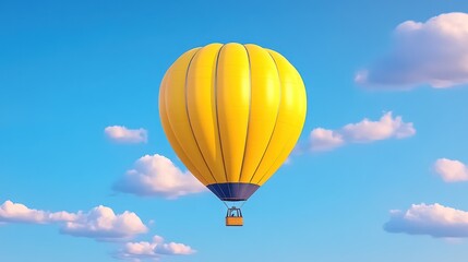 Fototapeta premium Up, Up and Away: Closeup of Hot Air Balloon Against Blue Cloudy Sky