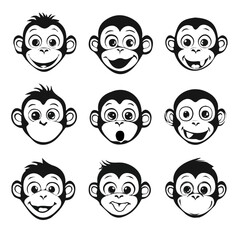 set of animals head vector style