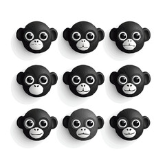 set of animals head vector style