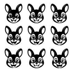 set of animals head vector style