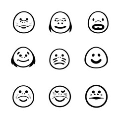 set of animals head vector style