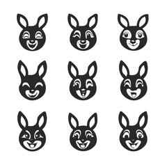 set of animals head vector style
