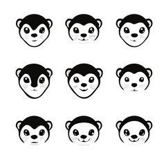 set of animals head vector style