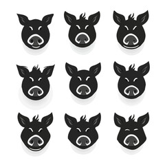 set of animals head vector style