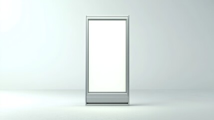 A blank advertising display stand in a minimalistic space, ready for promotional content.