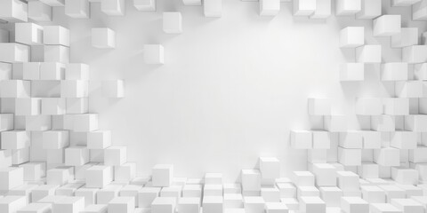 White cube boxes in random formation creating a modern and abstract background, white, cubes, texture