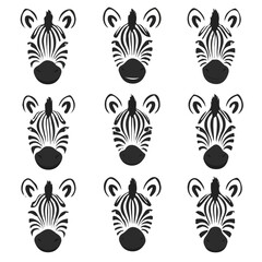 set of animals head vector style