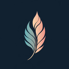 Minimalist vector logo design of abstract feather pattern