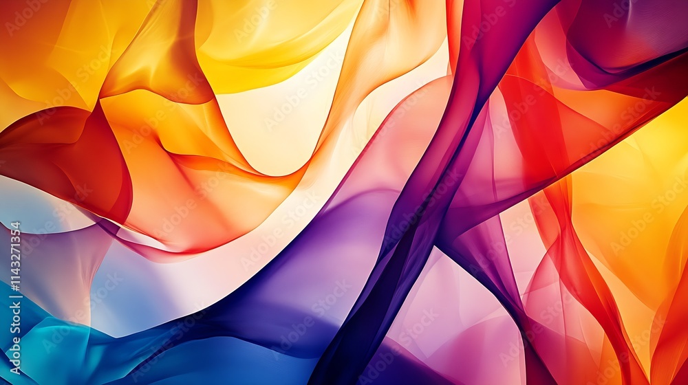Fototapete Vibrant Abstract Colorful Fabric Waves in Artistic Design Pattern : Generative AI
