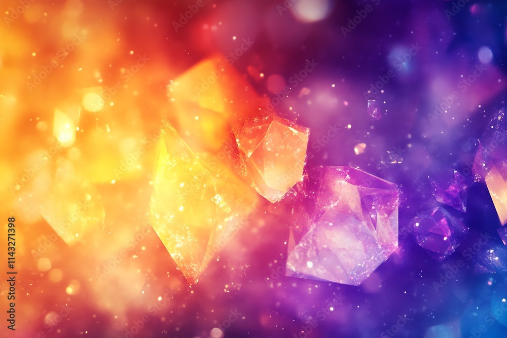 Aufkleber vibrant abstract composition of colorful crystal shapes and light : generative ai