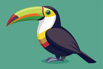 Beautiful Keel Billed Toucan bird white background vector illustration