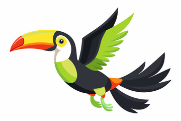 Beautiful Keel Billed Toucan bird white background vector illustration