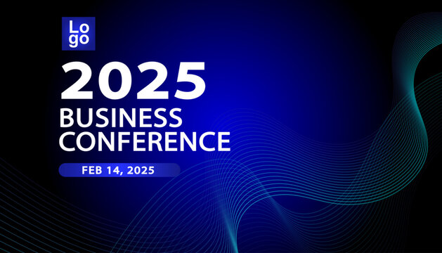 Futuristic and dynamic abstract business background with a vibrant blue-purple gradient. Ideal for a "2025 Business Conference" banner, corporate webinar, online courses modern tech event announcement