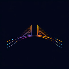 Obraz premium Minimalist vector logo design of digital transformation bridge