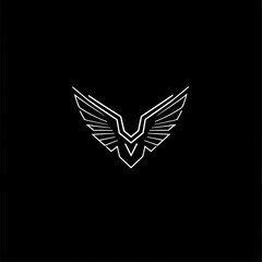 Obraz premium Minimalist vector logo design of geometric falcon wings